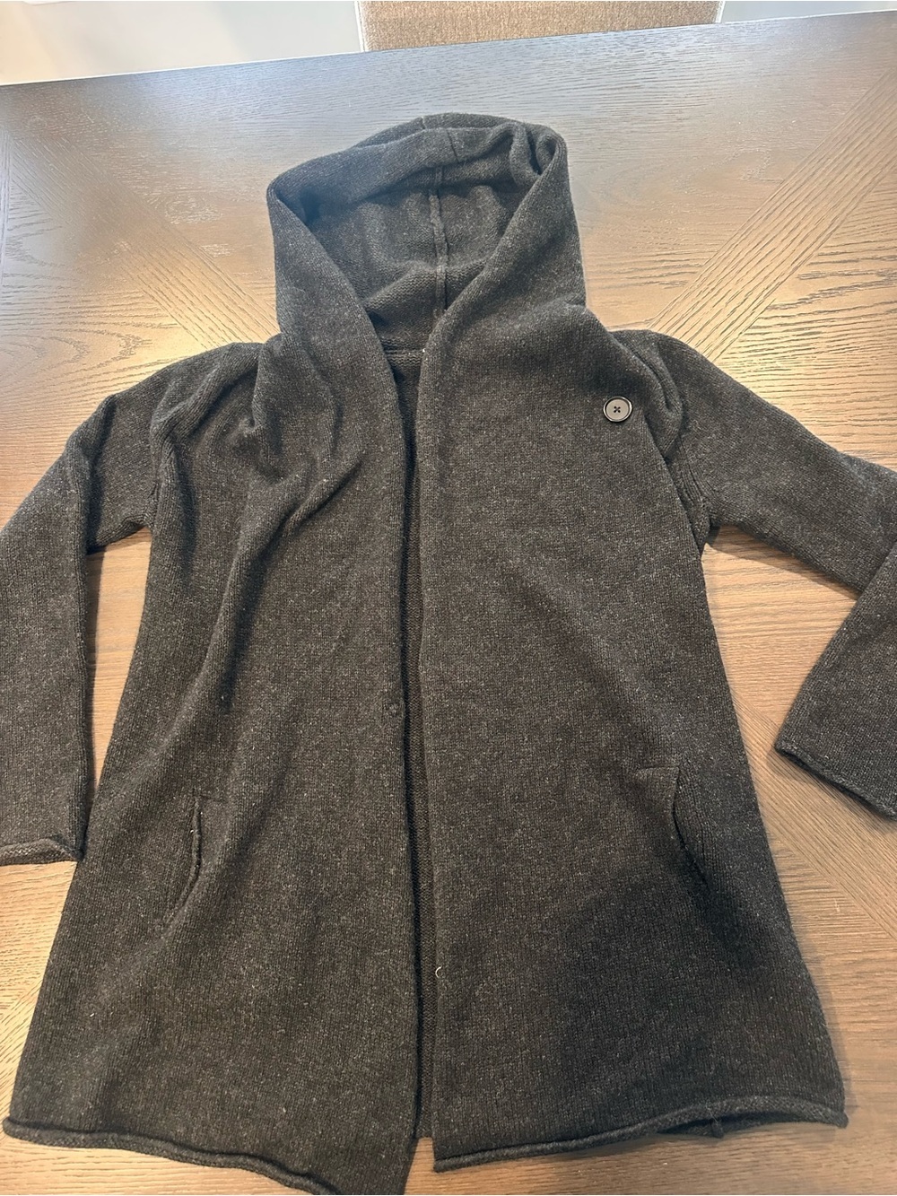 Vince Black Hooded Open-Front Cardigan